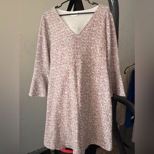 Maeve Pink and White Long Sleeve Dress